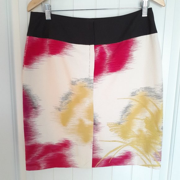 Floreat Anthropologie Scythed Lawns Ruffled Skirt Pink Yellow Size 8 - Picture 2 of 13